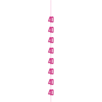 5ft Hanging D cor Age 40 Glitz Pink