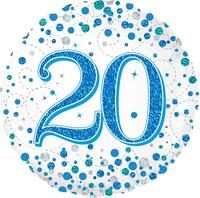 Oaktree Sparkling Fizz Age 20 Blue 18" Foil
