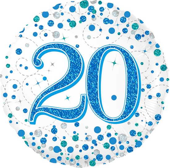 Oaktree Sparkling Fizz Age 20 Blue 18" Foil