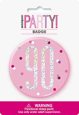 Unique Badge Pink Glitz Age 90 3