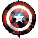 Procos Avengers shield foil balloon, 18-inch size, featuring colorful superhero design and metallic foil surface.