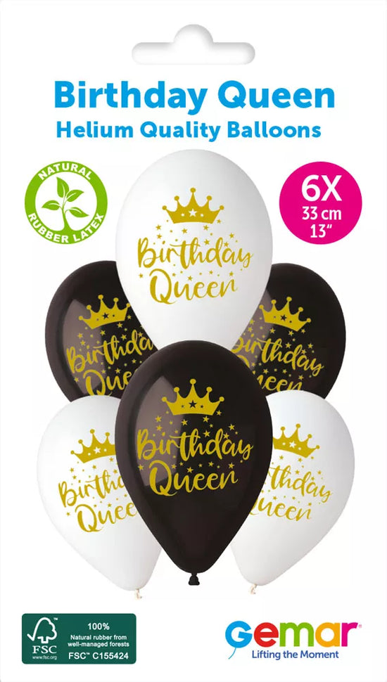 Gemar Birthday Queen 13" Latex Balloons 6pk