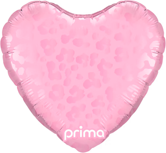 Prima Leopard Heart Pink 9" Foil Balloon 6pk