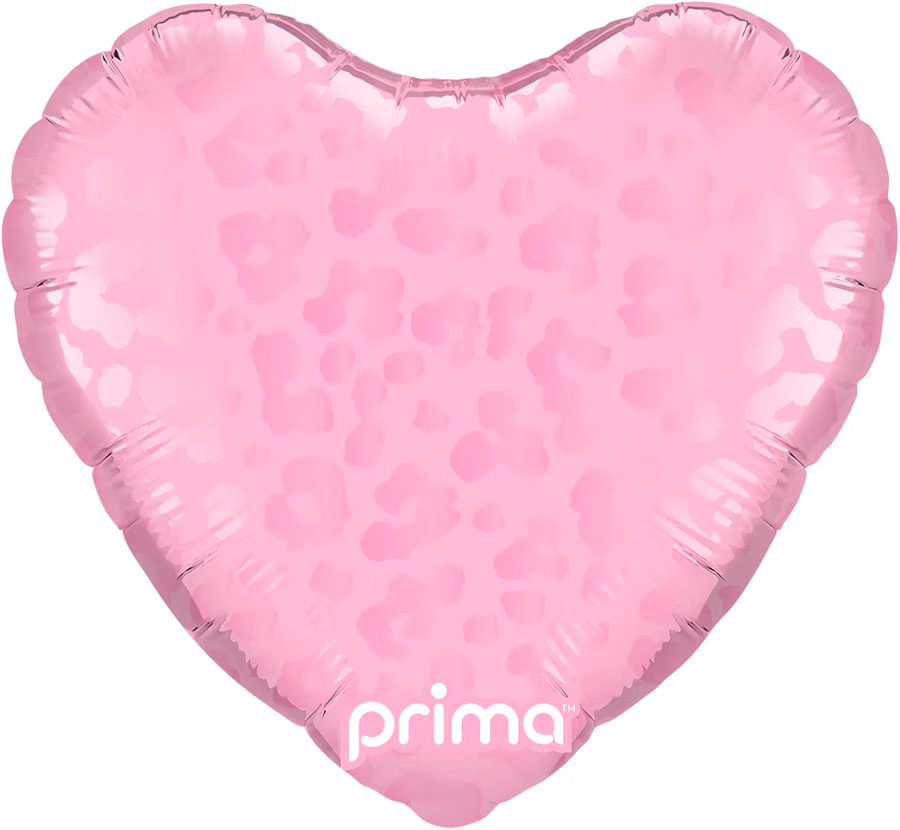 Prima Leopard Heart Pink 9" Foil Balloon 6pk