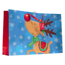 Gift Bag Reindeer Blue Super Giant Landscape 12pk