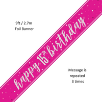 Unique Banner Pink Glitz Age 15 9ft