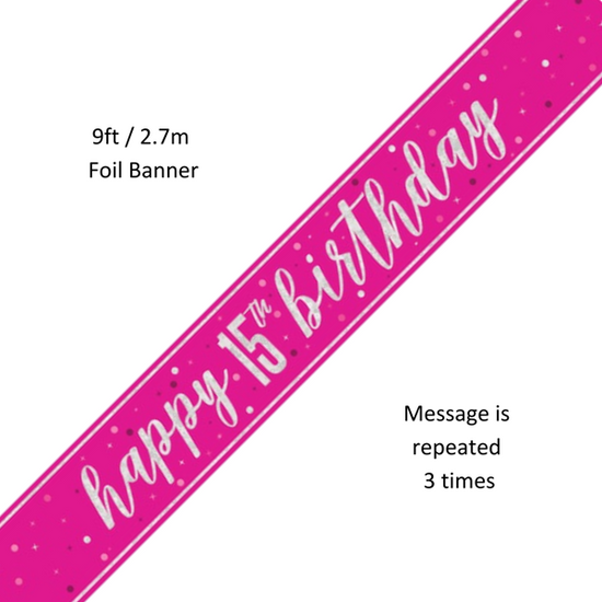 Unique Banner Pink Glitz Age 15 9ft