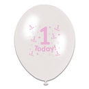 Age 1 Female Latex Balloons 6 x 8pk