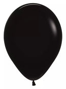 Sempertex 12-pack black 12-inch latex balloons for decorating, made by Sempertex, shown in a close-up image.