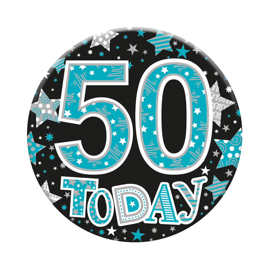 Six small Tiger Feet birthday badges featuring the number 50, perfect for celebrating milestone age events.
