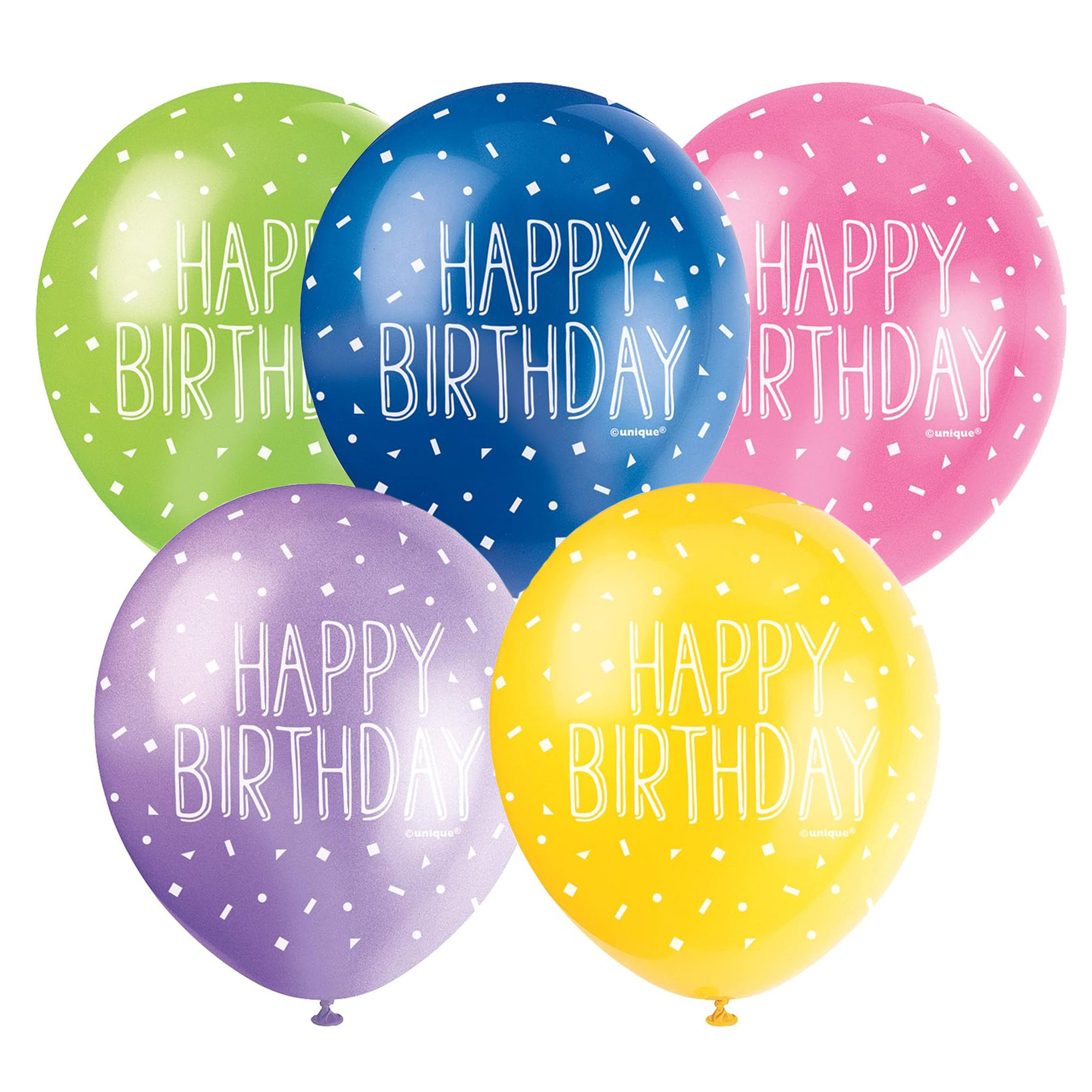 Unique Birthday Pearl Asst 12" Latex Balloons 5pk