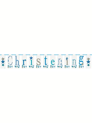 Unique Flag Banner Christening Blue 7ft