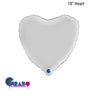 Grabo Foil Balloon Satin White Heart 18"
