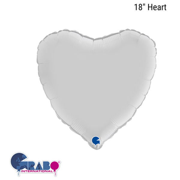 Grabo Foil Balloon Satin White Heart 18"