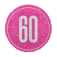 Unique Foil Balloon Pink Glitz Age 60 18"