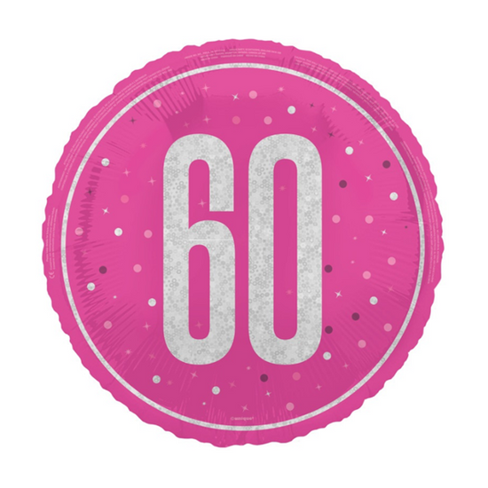 Unique Foil Balloon Pink Glitz Age 60 18"