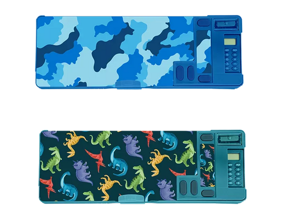 Pencil Case Camo/Dinosaur 9x26x3.5cm 2pk