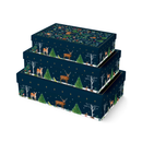 Eurowrap Gift Box 3pc Navy Woodland