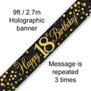 Oaktree Banner Age 18 Fizz Black & Gold 9ft