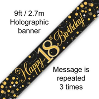 Oaktree Banner Age 18 Fizz Black & Gold 9ft