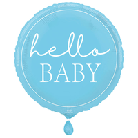 Unique Foil Balloon Hello Baby Blue 18"