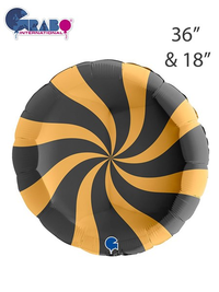 Candy Swirl Black & Gold 36" Foil Balloon