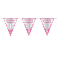 Unique Flag Banner First Holy Communion Pink 9ft