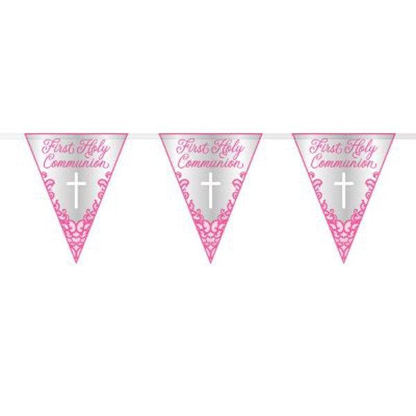 Unique Flag Banner First Holy Communion Pink 9ft