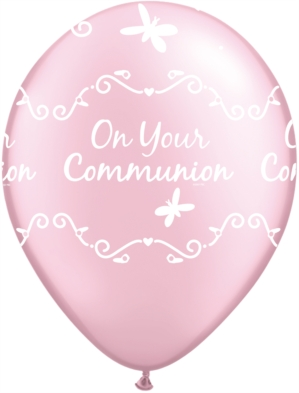 25 Latex Balloons 11" Round Pearl Pink Communion
