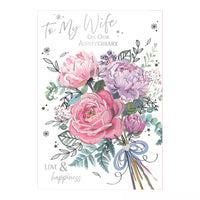 Set of six Prelude C90 Anniversary Wife greeting cards featuring elegant designs and heartfelt messages.
