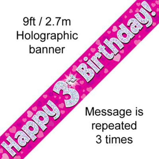 Oaktree Banner Age 3 Pink Holographic 9ft