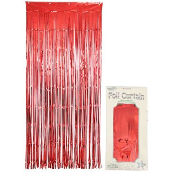 Door Curtain Foil 90cm x 2.4m Metallic Red