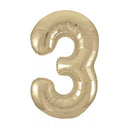 Unique Foil Balloon White Gold 34" Number 3