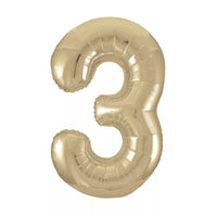 Unique Foil Balloon White Gold 34" Number 3