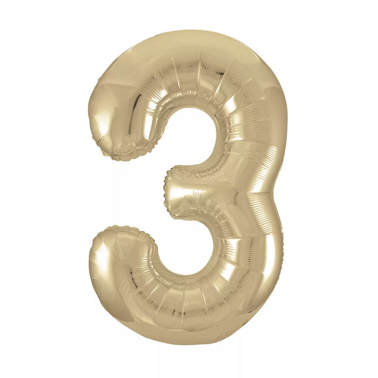 Unique Foil Balloon White Gold 34" Number 3