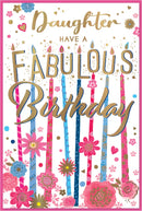 Set of six Simon Elvin C75 birthday cards for daughters, featuring colorful designs and cheerful messages.