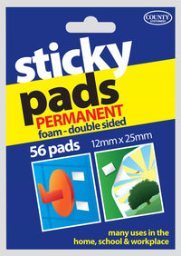 Count Stationery Blu Tack sticky pads, 12x25mm glue dots, 56 pieces for mounting and adhesive purposes, shown in the image.