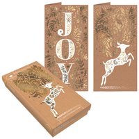 Luxury Slim Christmas Cards Kraft Stag 15pk