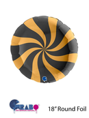 Swirly Gold & Black 18" Round Foil Balloons