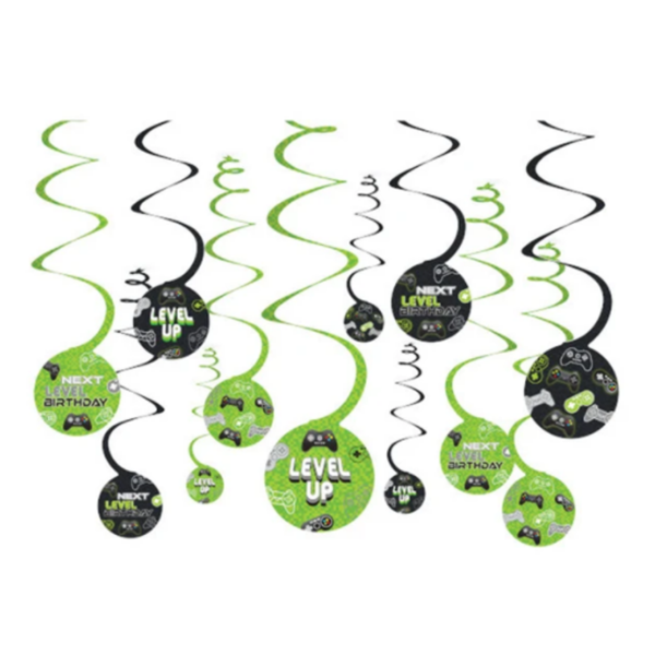 Level Up Gaming Swirl Hanging Decorations 12pk