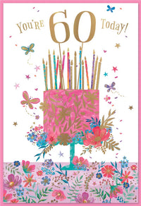Simon Elvin C50 birthday greeting cards featuring the number 60 in a 6-pack, colorful designs for milestone celebrations.