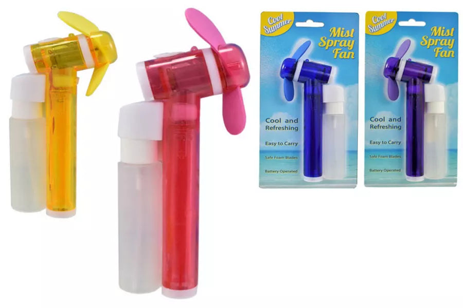 Kandy Toys water spray fan toy with colorful design, handheld cooling device perfect for outdoor play and hot weather fun.