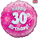 18" 30th Birthday Pink Holographic Foil Balloon