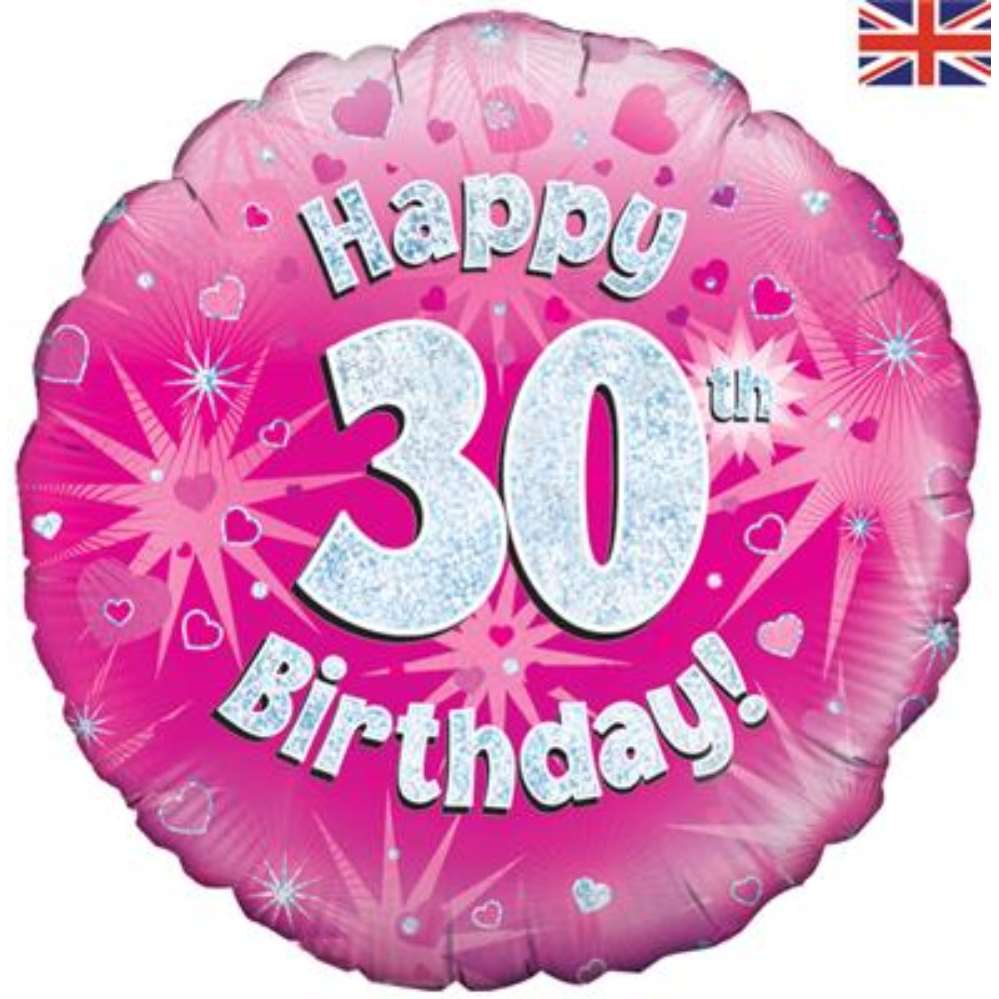 18" 30th Birthday Pink Holographic Foil Balloon