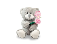 Mother's Day Bear W/Rose Grey 30cm