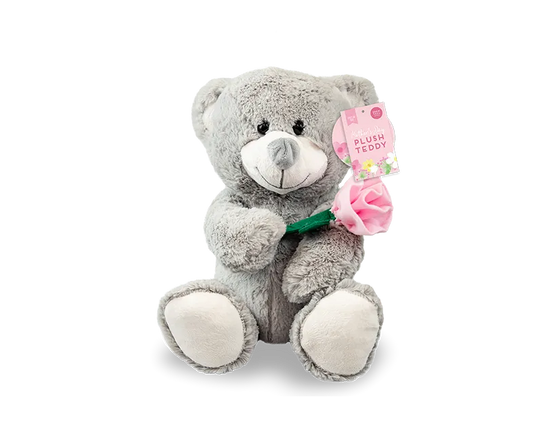 Mother's Day Bear W/Rose Grey 30cm