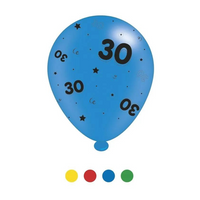 Age 30 Assorted 10" Latex Balloons 8pk