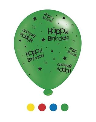 Happy Birthday Asst 10" Latex Balloons 8pk
