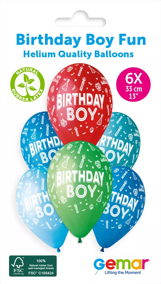 Gemar Birthday Boy Fun 13" Latex Balloons 6pk