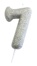 Creative Party Candle Number 7 Glitter Silver 7cm